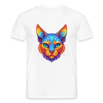 Chat Rex allemand, race de chat, dessin animé, animal de compagnie kawaii - T-shirt homme - blanc - Devant - AI Model Male 178 dark (178cm)