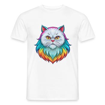 Weiße Langhaar Persische Katzenrasse Karikatur Kawaii An - Männer T-Shirt - Weiß - Vorne - AI Model Male 178 dark (178cm)