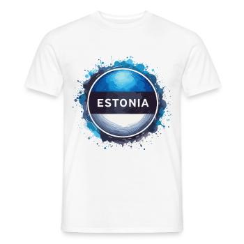 Estland Flagge Fahne Geschenk - Männer T-Shirt - Weiß - Vorne - AI Model Male 178 dark (178cm)
