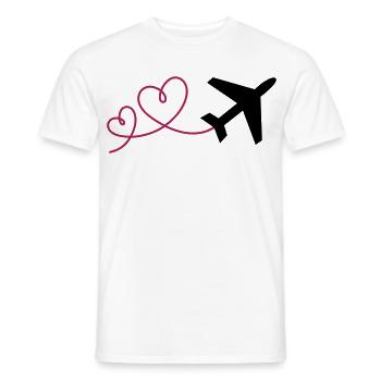 Flugzeug mit 2 Herzen  - Männer T-Shirt - Weiß - Vorne - AI Model Male 178 dark (178cm)