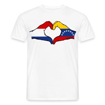 Holland Venezuela Flag Hands Heart Shape - Men's T-Shirt - white - Front - AI Model Male 178 dark (178cm)