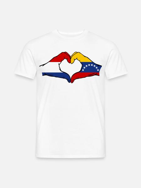 Holland Venezuela Flag Hands Heart Shape - Men's T-Shirt - white
