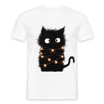 Drôle Fée Lumières Chat Arbre de Noël Cadeau - T-shirt homme - blanc - Devant - AI Model Male 178 dark (178cm)
