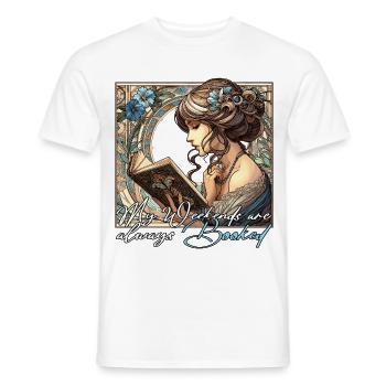 Frau Lesen Wochenenden Buch Bücher Geschenk - Männer T-Shirt - Weiß - Vorne - AI Model Male 178 dark (178cm)