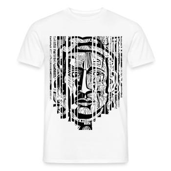 "Modern Mystic - Black and White Art Shards" - Men's T-Shirt - white - Front - AI Model Male 178 dark (178cm)