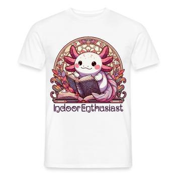 Axolotl Drinnen Enthusiast Buch Bücher Geschenk - Männer T-Shirt - Weiß - Vorne - AI Model Male 178 dark (178cm)