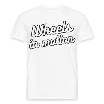 Roues en mouvement, pour les personnes en fauteuil roulant # - T-shirt homme - blanc - Devant - AI Model Male 178 dark (178cm)