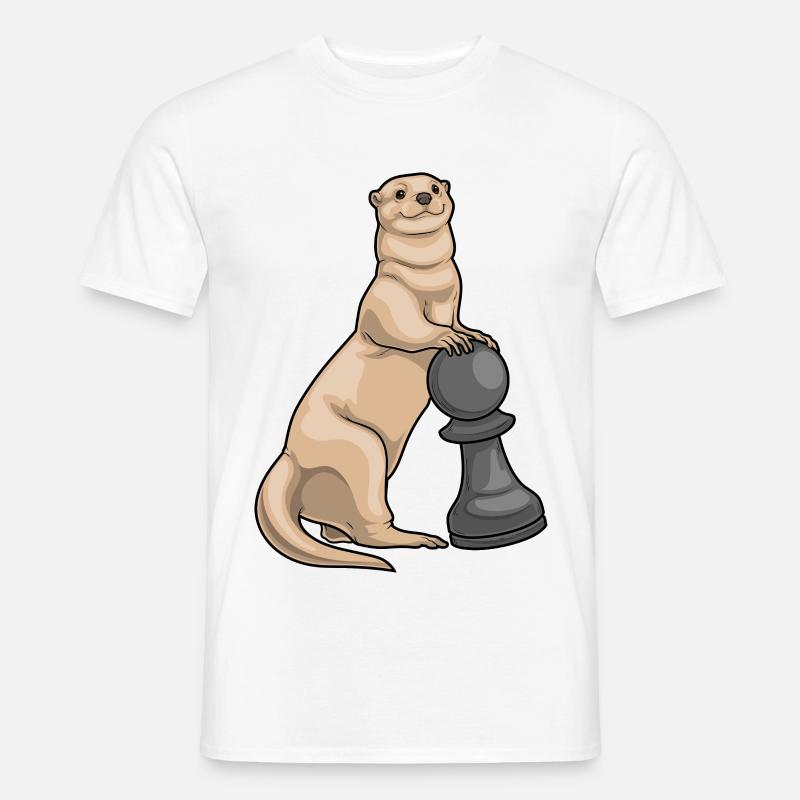 Otter Schachfigur Bauer Schach - Männer T-Shirt - Weiß