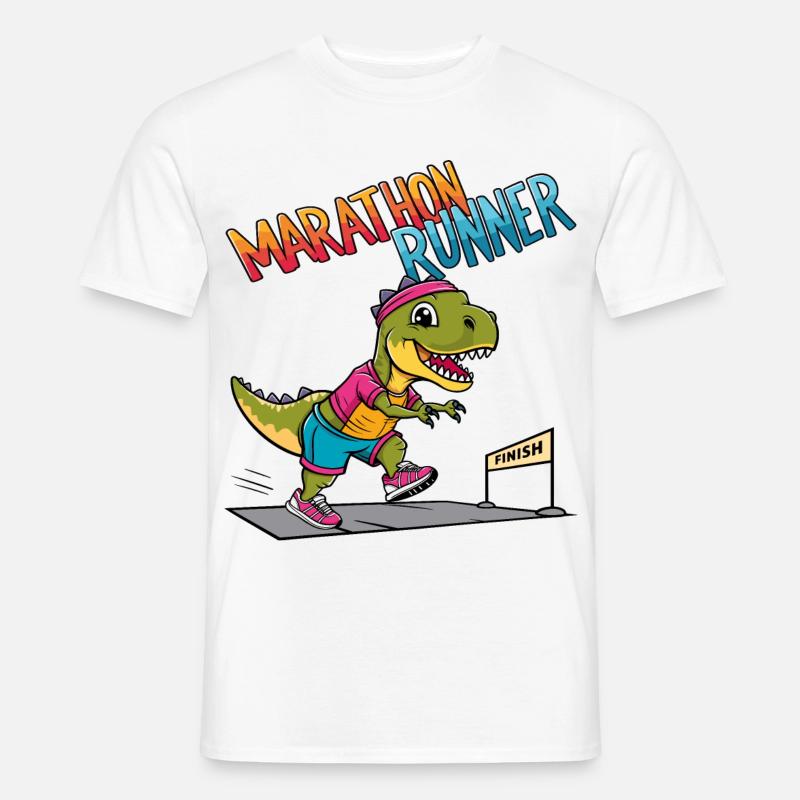 T-Rex Marathon Läufer - Männer T-Shirt - Weiß