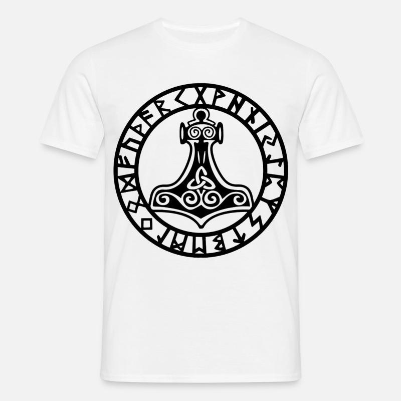 Schwarzer Wikingerhammer - Männer T-Shirt - Weiß