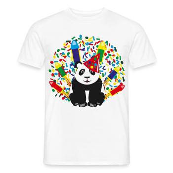 Geburtstags Panda mit Konfetti und Raketen. - Männer T-Shirt - Weiß - Vorne - AI Model Male 178 dark (178cm)