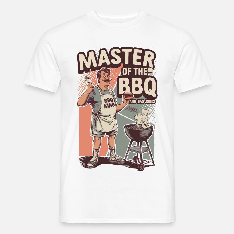 Retro BBQ Master Sjov Grill King - Mænd T-shirt - hvid