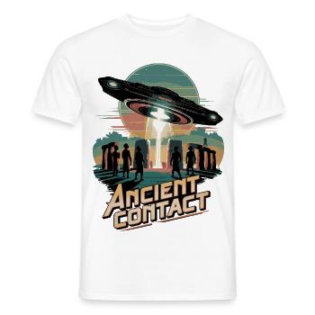Ancient Astronaut Stonehenge UFO Encounter - Men's T-Shirt - white - Front - AI Model Male 178 dark (178cm)