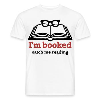 I’m Booked – Catch Me Reading - Männer T-Shirt - Weiß - Vorne - AI Model Male 178 dark (178cm)