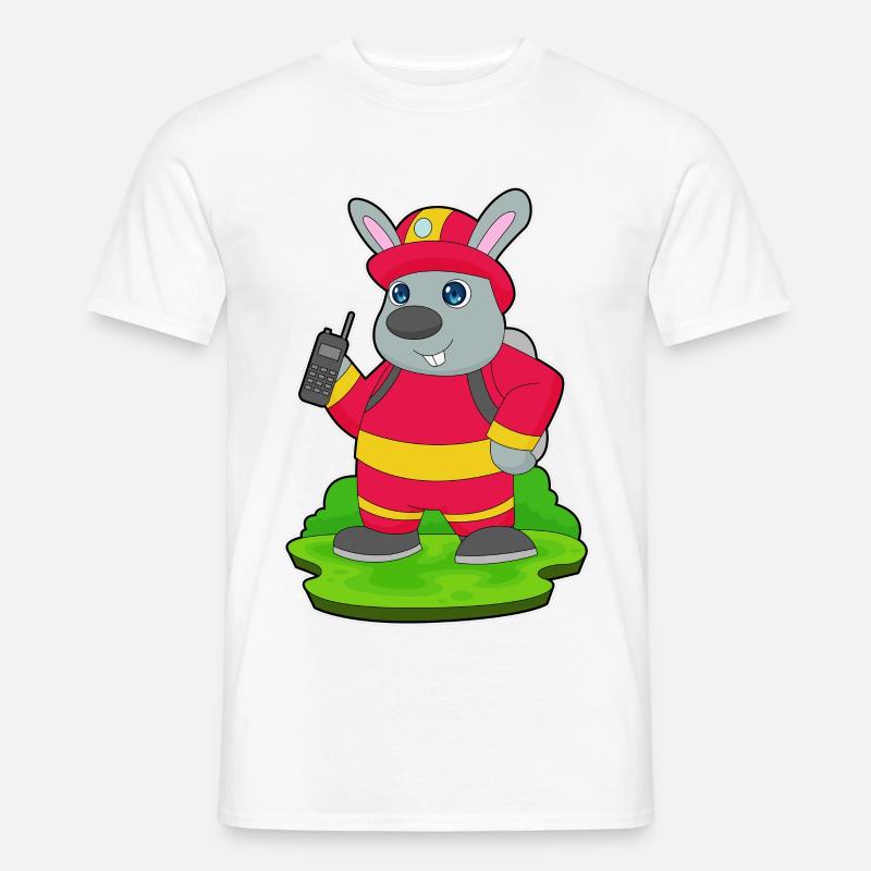 Rabbit Firefighter Fire Brigade - Men's T-Shirt - white
