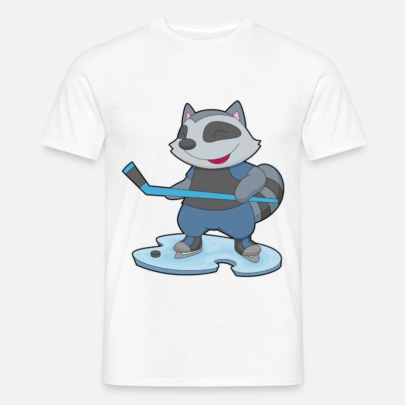 Waschbär Eishockey Eishockeyschläger - Männer T-Shirt - Weiß