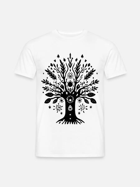 Bohemian Ethno Baum Tribal Natur Boho Geschenk - Männer T-Shirt - Weiß