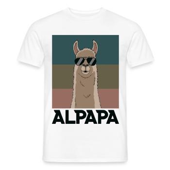 Papa Alpaga Papa Drôle Lama Cadeau de Fête des Pères - T-shirt homme - blanc - Devant - AI Model Male 178 dark (178cm)