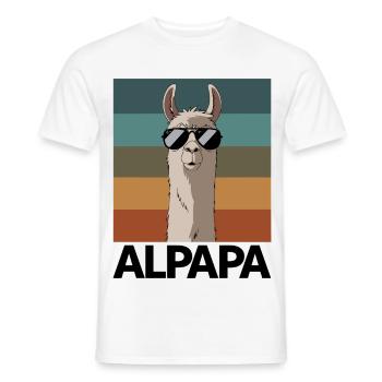 Papa Alpaga Papa Drôle Lama Cadeau de Fête des Pères - T-shirt homme - blanc - Devant - AI Model Male 178 dark (178cm)