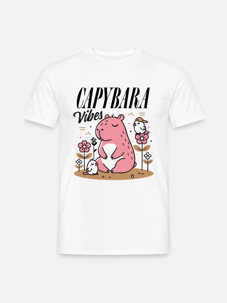 Relaxed capybara with friends - Men's T-Shirt - white