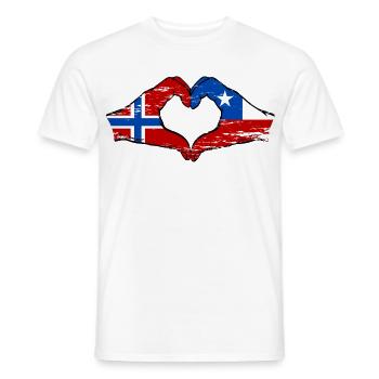 Norway Chile flag hands heart shape used - Men's T-Shirt - white - Front - AI Model Male 178 dark (178cm)