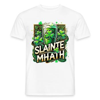St. Patrick's Day Slainte Mhath Ireland Gift - Men's T-Shirt - white - Front - AI Model Male 178 dark (178cm)