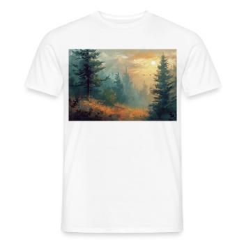 Waldlandschaft Illustration Poster - Männer T-Shirt - Weiß - Vorne - AI Model Male 178 dark (178cm)