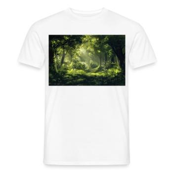 Waldlandschaft Illustration Poster - Männer T-Shirt - Weiß - Vorne - AI Model Male 178 dark (178cm)