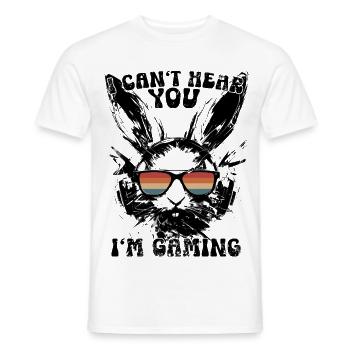Je ne t’entends pas, je joue avec des lunettes de soleil Bunny - T-shirt homme - blanc - Devant - AI Model Male 178 dark (178cm)