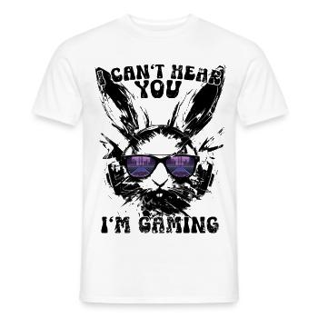 I Can't Hear You I'm Gaming Gamer Bunny Gift - Men's T-Shirt - white - Front - AI Model Male 178 dark (178cm)