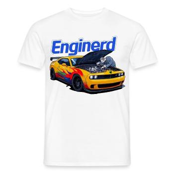 Muscle Car en cours de travail par un mécanicien - T-shirt homme - blanc - Devant - AI Model Male 178 dark (178cm)