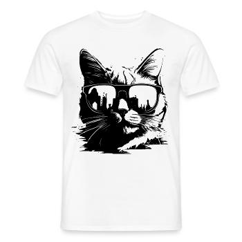 Katze mit Sonnenbrille - Männer T-Shirt - Weiß - Vorne - AI Model Male 178 dark (178cm)