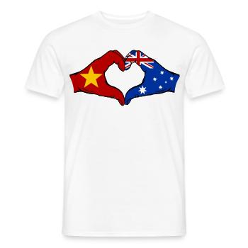 Vietnam Australie Drapeau Mains Coeur Forme - T-shirt homme - blanc - Devant - AI Model Male 178 dark (178cm)