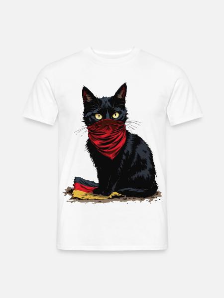 Black Cat Antifa - Schwarze Katze - Männer T-Shirt - Weiß