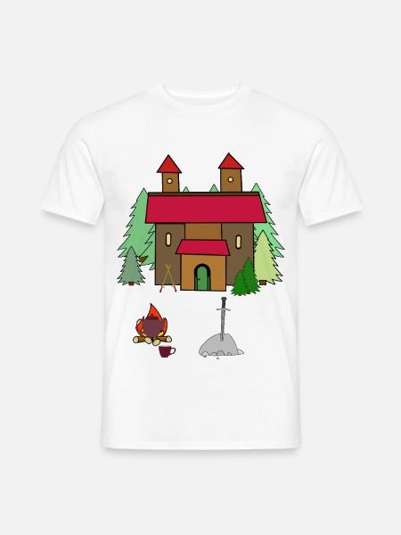 Burg Mittelalter Kinder Kind Ritter König Märchen - Männer T-Shirt - Weiß