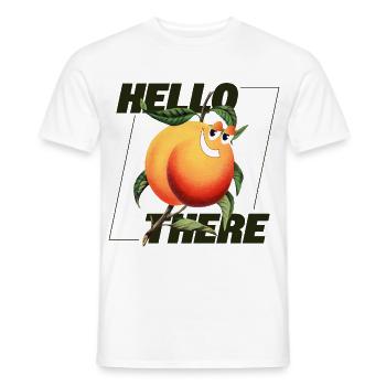 Peach Retro – Hello There Statement - Men's T-Shirt - white - Front - AI Model Male 178 dark (178cm)