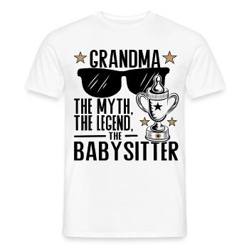 Grandma – The Myth, the Legend, the Babysitter - Men's T-Shirt - white - Front - AI Model Male 178 dark (178cm)