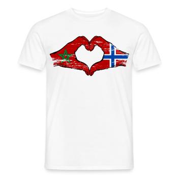 Maroc Norvège drapeau main coeur Utilisé - T-shirt homme - blanc - Devant - AI Model Male 178 dark (178cm)