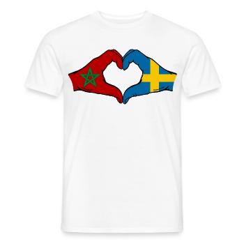 Marokko Schweden Flagge Haende Herzform - Männer T-Shirt - Weiß - Vorne - AI Model Male 178 dark (178cm)