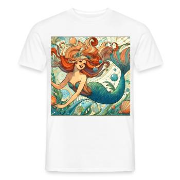 Mermaid Mermaid Red Hair Art Nouveau Gift - Men's T-Shirt - white - Front - AI Model Male 178 dark (178cm)