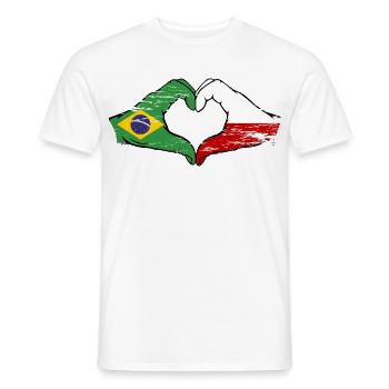 Brasilien Polen Flagge Haende Herzform used - Männer T-Shirt - Weiß - Vorne - AI Model Male 178 dark (178cm)