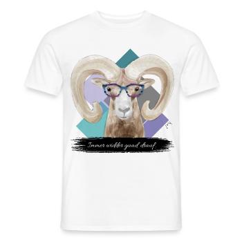 JvG Widder "Immer widder guad drauf." - Männer T-Shirt - Weiß - Vorne - AI Model Male 178 dark (178cm)