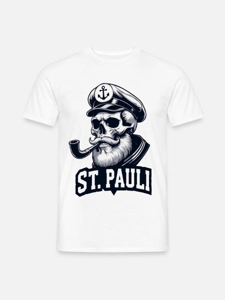 St.Pauli Kiez Hamburg Totenkopf Sankt Pauli - Männer T-Shirt - Weiß