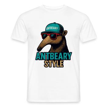 Antbeary Style Aardvark Cartoon - Men's T-Shirt - white - Front - AI Model Male 178 dark (178cm)