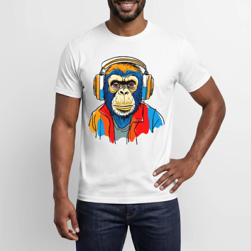 Affe mit Kopfhörern Männer T-Shirt