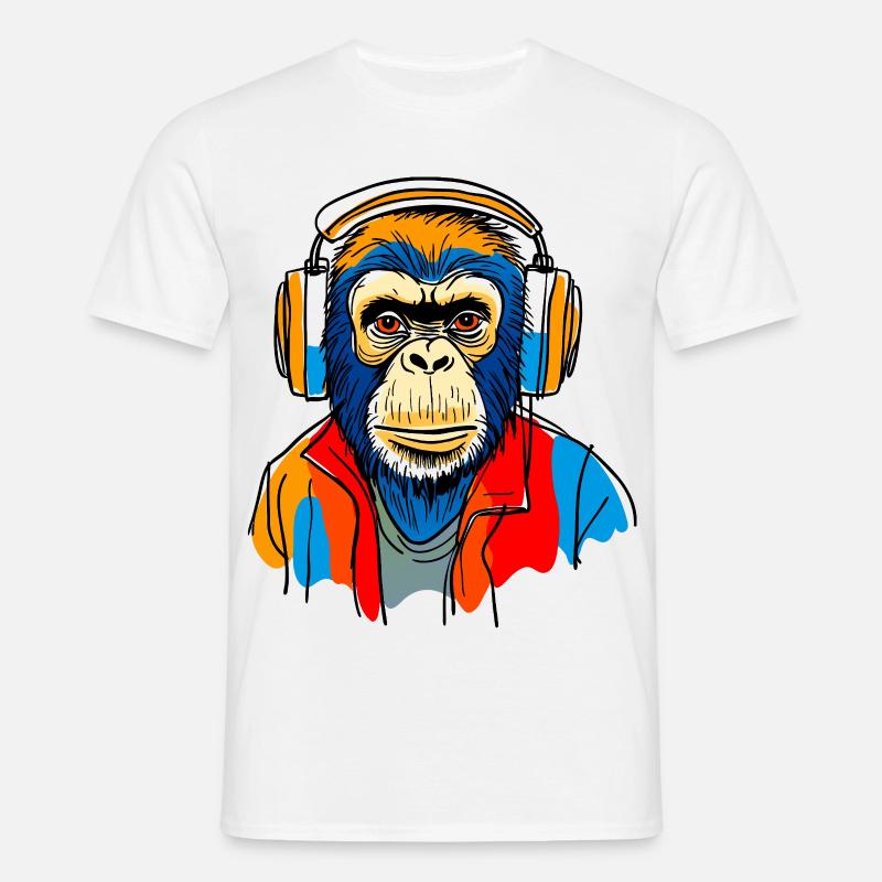 Monkey with headphones - Men's T-Shirt - white