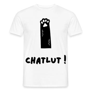 Le chat qui dit Chatlut - T-shirt homme - blanc - Devant - AI Model Male 178 dark (178cm)