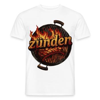 zünden grillen Grill BBQ anzünden Geschenk - Männer T-Shirt - Weiß - Vorne - AI Model Male 178 dark (178cm)