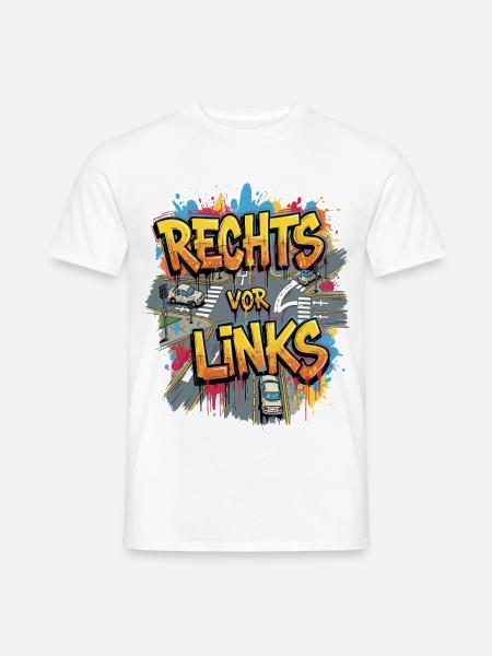 Rechts Vor Links -Graffiti Style - Männer T-Shirt - Weiß