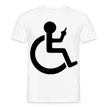 Wheelchair user with a clear opinion # - Men's T-Shirt - white - Front - AI Model Male 178 dark (178cm)